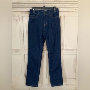 L.L. Bean Flannel Lined Denim Jeans Size 6 Regular Classic Fit Dark Wash